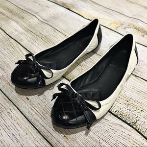 Vince Camuto Black and Cream White Ballet Flats